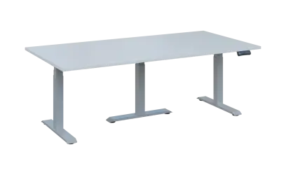 FLEXIMEET 200-100 výškově nastavitelný stůl, kovová podnož stříbrná, deska 25 mm, široký 2000 mm, bílá